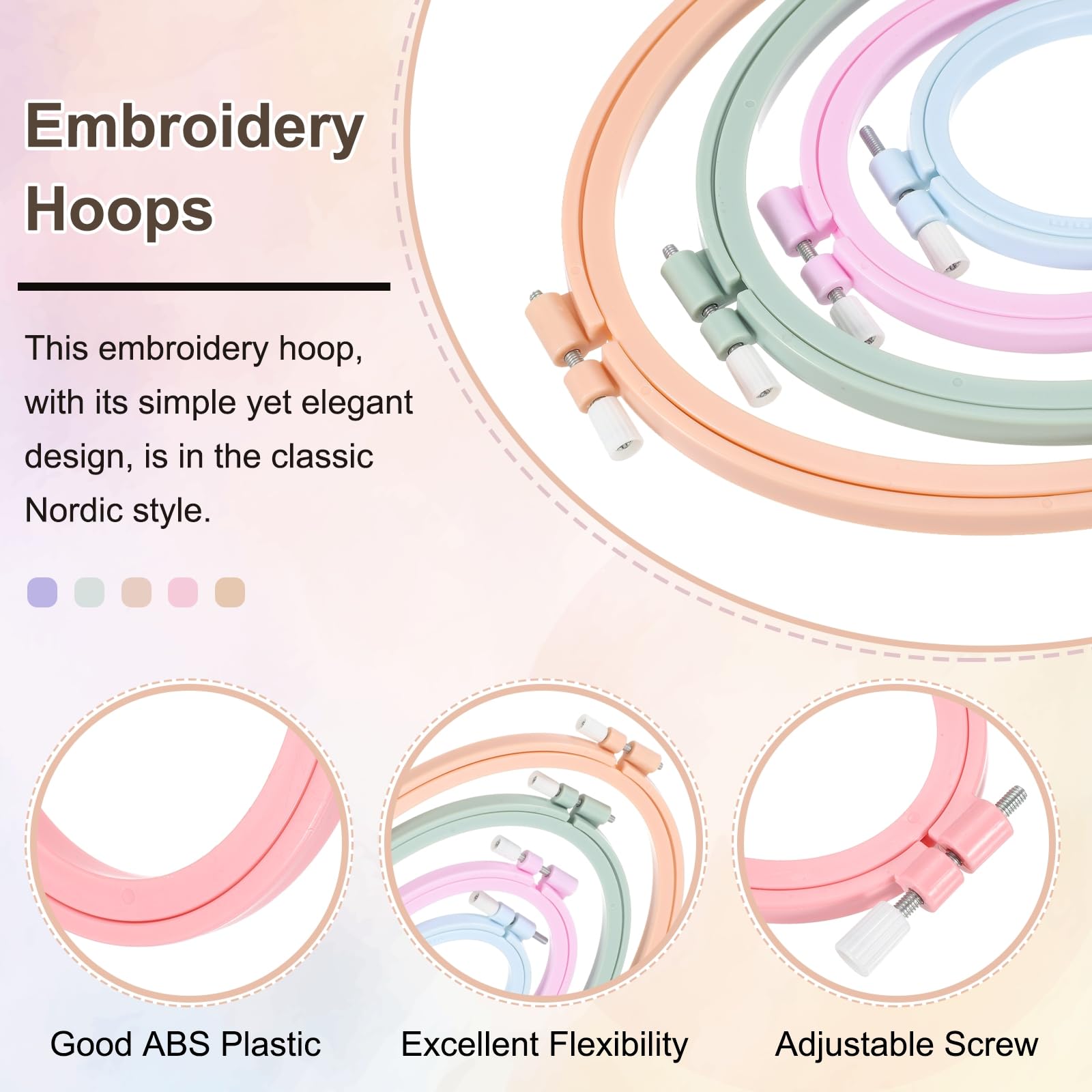 PATIKIL 5 Pieces 3.1" x 3.9" Oval Embroidery Hoops - Image 3