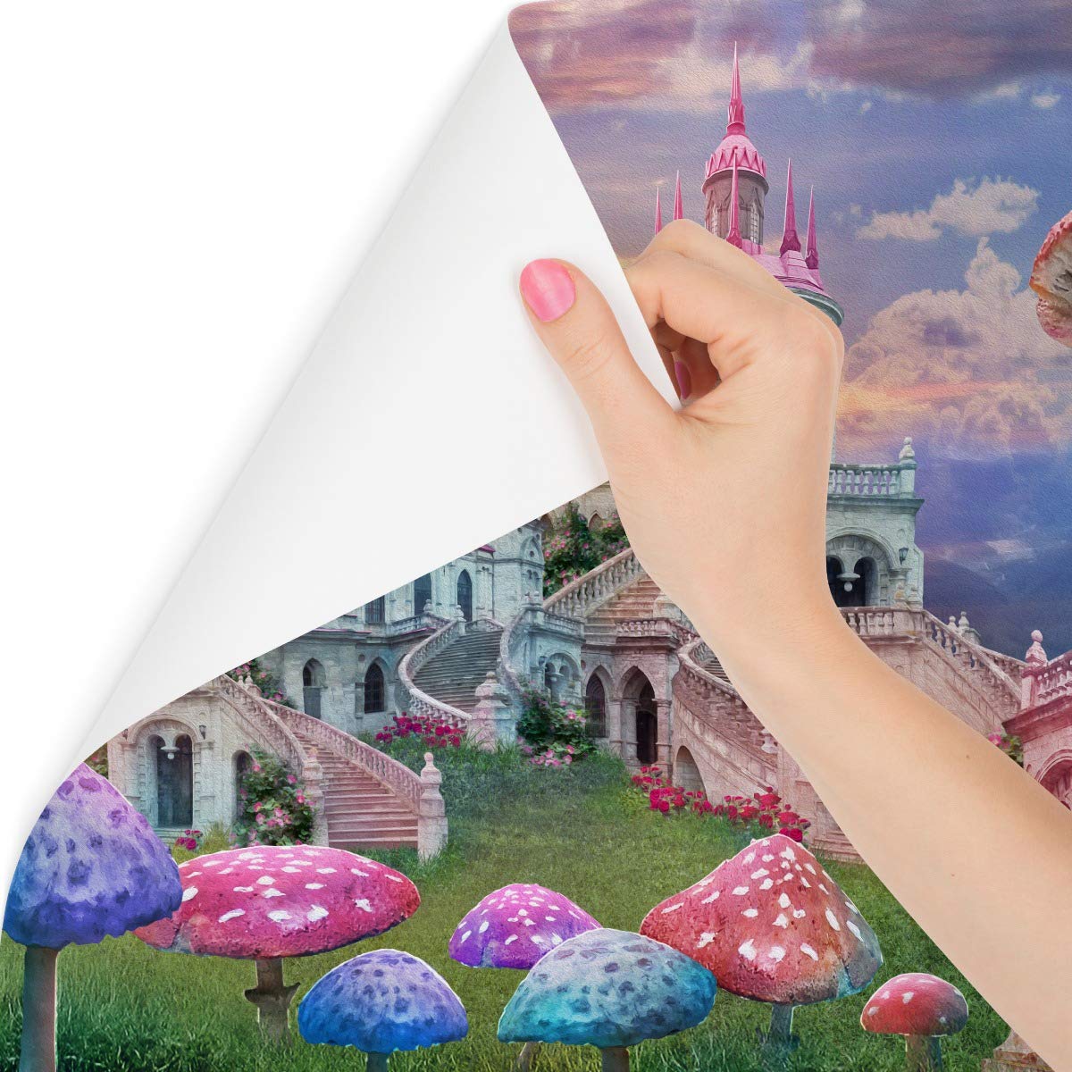 Muralo Fototapeta winylowa dla dziewcząt, różowy zamek 3D, tapeta ścienna 254 x 184 cm, do salonu, sypialni, nowoczesne obrazy ścienne XXL, dekoracja ścienna szer. 254 x wys. 184