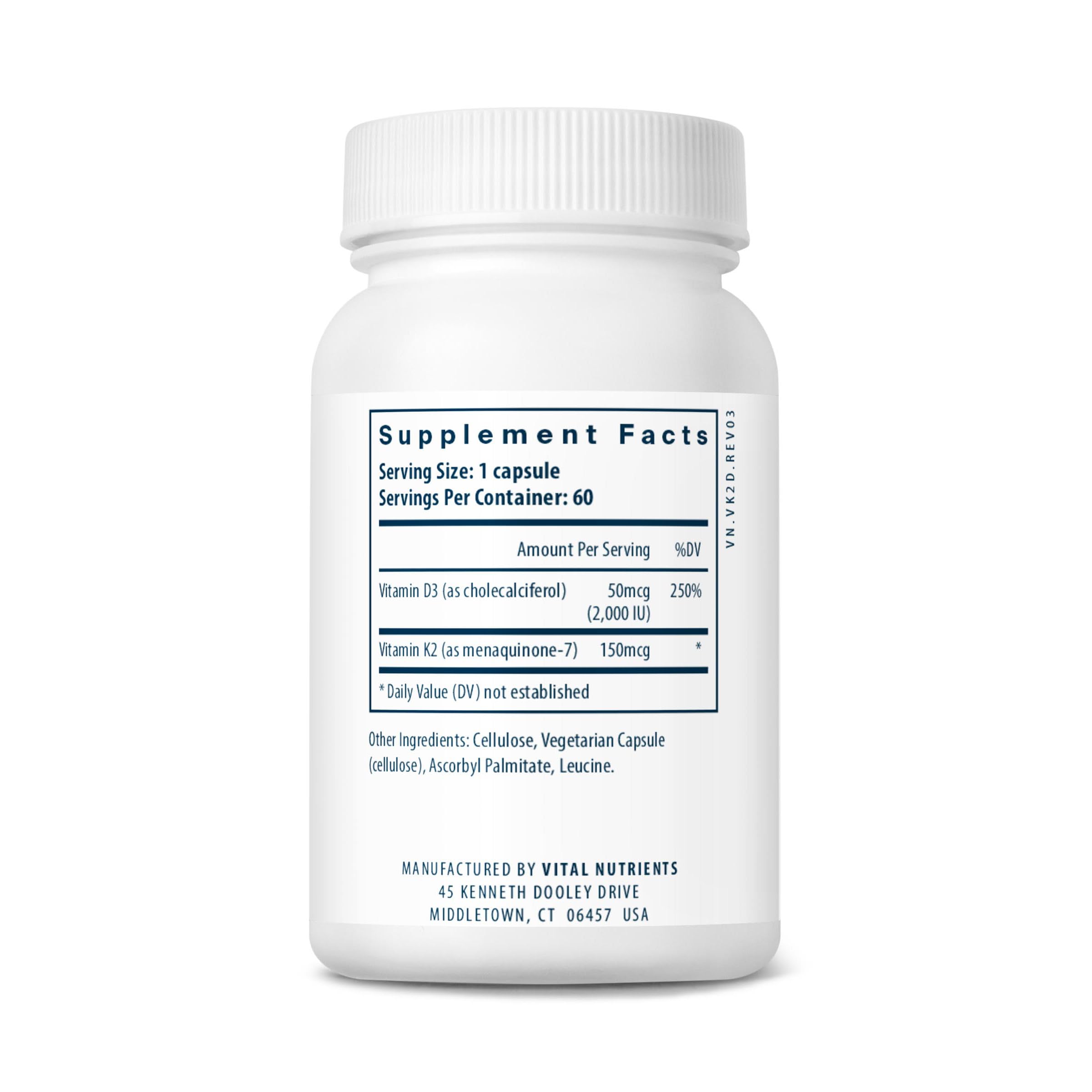 Vital Nutrients Vitamin D3 + K2 2,000 IU, 60 Capsules — Amazon image 3