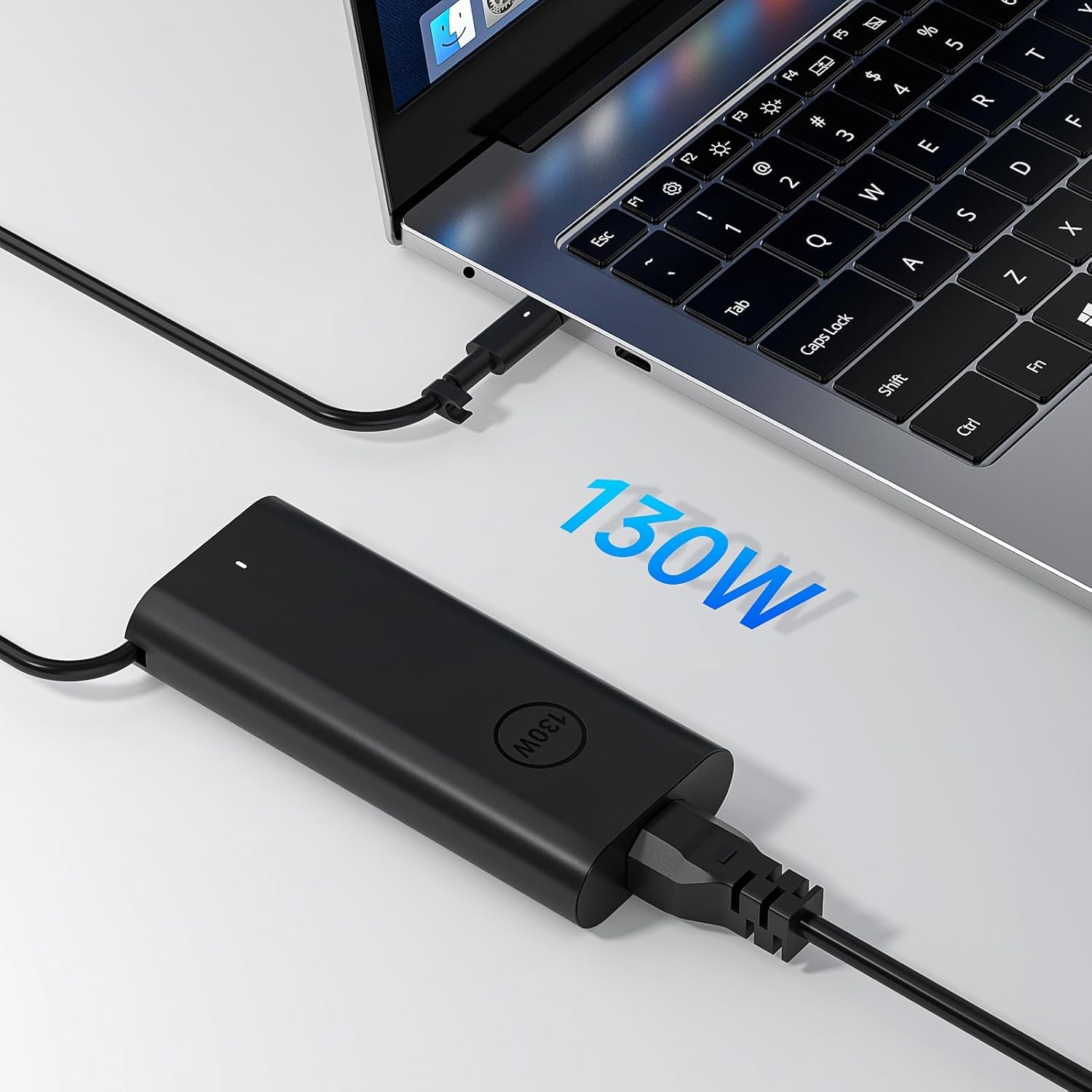 AC Adapter 130W USB C Laptop Charger for Dell - Fast Charging Power Supply Compatible with Dell XPS 15/17, Precision 5000/3000 Series, Latitude 9000/7000/5000 Series