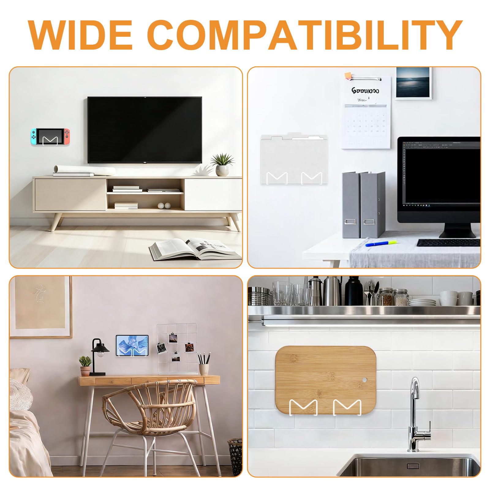 MOROBOR Support pour balance mural, 4 pièces - Support auto-adhésif ajustable polyvalent pour balance intelligente - Idéal pour la maison, le gymnase, la salle de bain, la chambre, la cuisine, la