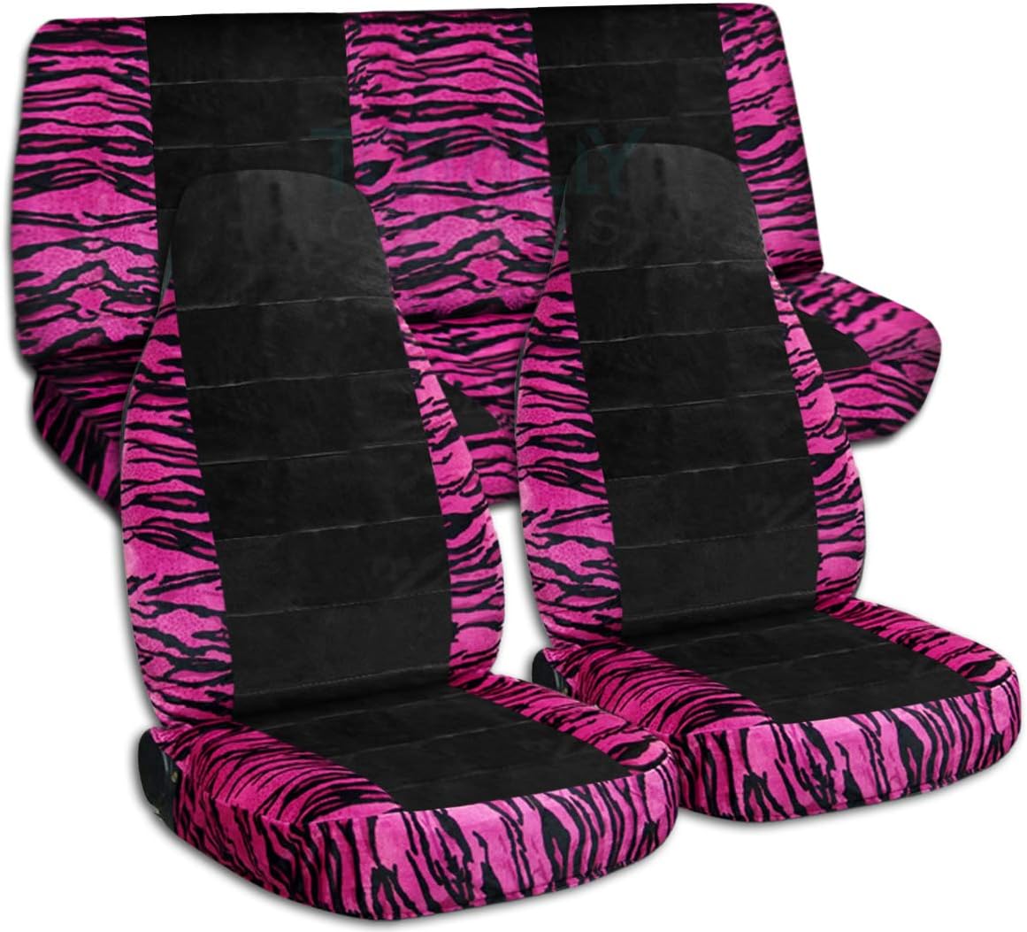 Totally Covers Animal & Black Car Seat Covers: Pink Snow Tiger - Semi-Custom Fit - Full Set - Will Make Fit Any Car/Truck/Van/RV/SUV (30 Prints)