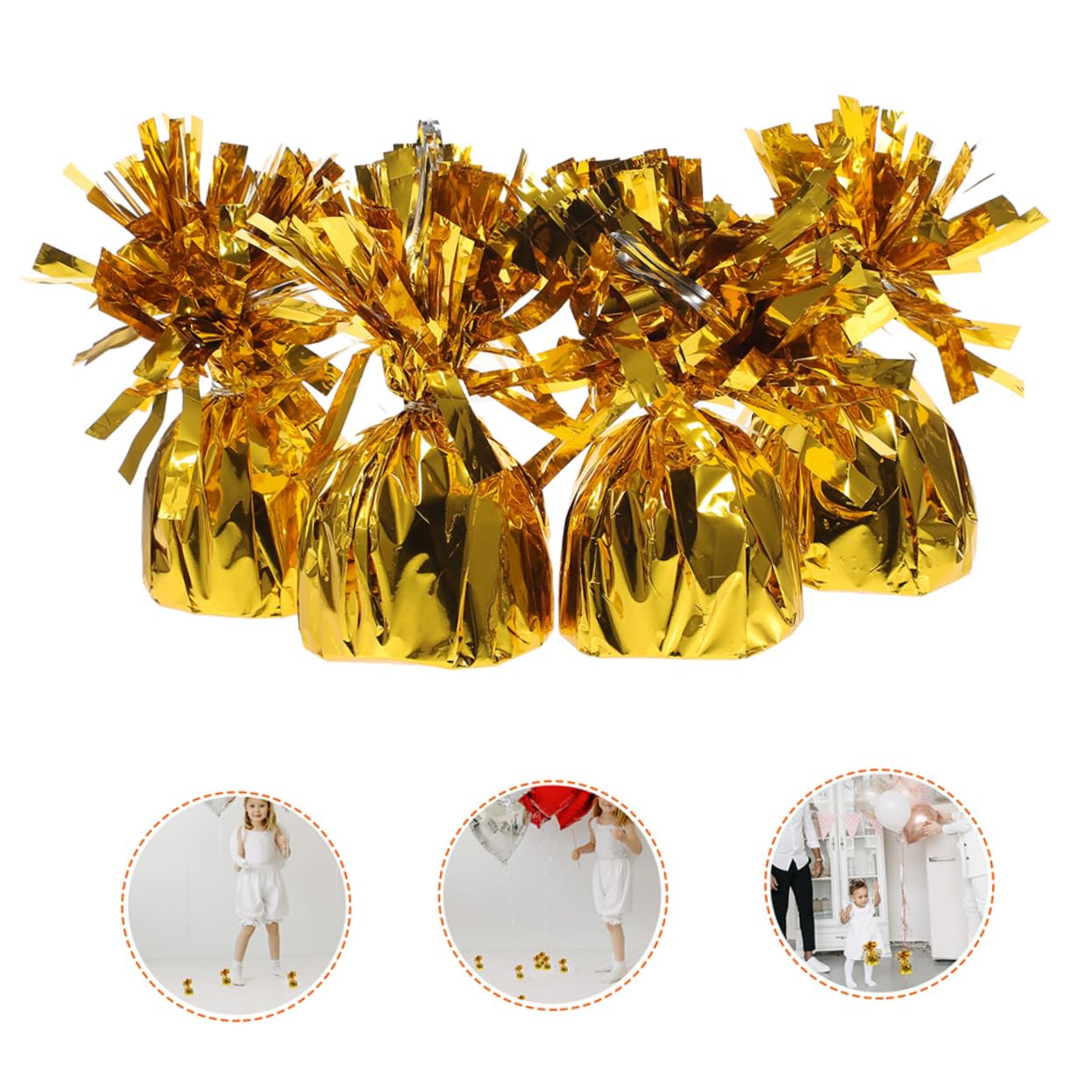 8 Stück Folienballongewichte Gold aus Pvc für Partydekoration und Hochzeit | Ballonzubehör im Eleganten Design, Stabile Gewichtblöcke für Heliumballons, Verhindert Wegfliegen