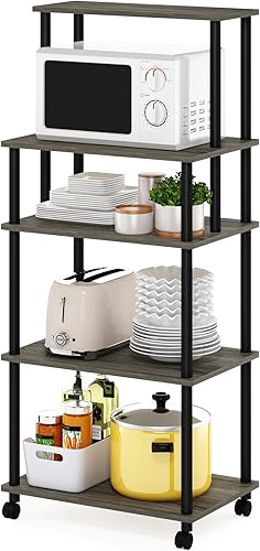 Miniatura 34 de Furinno Turn-N-Tube - Carrito de estante de cocina, nogal Columbia/negro Columbia Nogal/Negro,Ámbar Pino/Negro,Americano oscuro/Negro,Roble