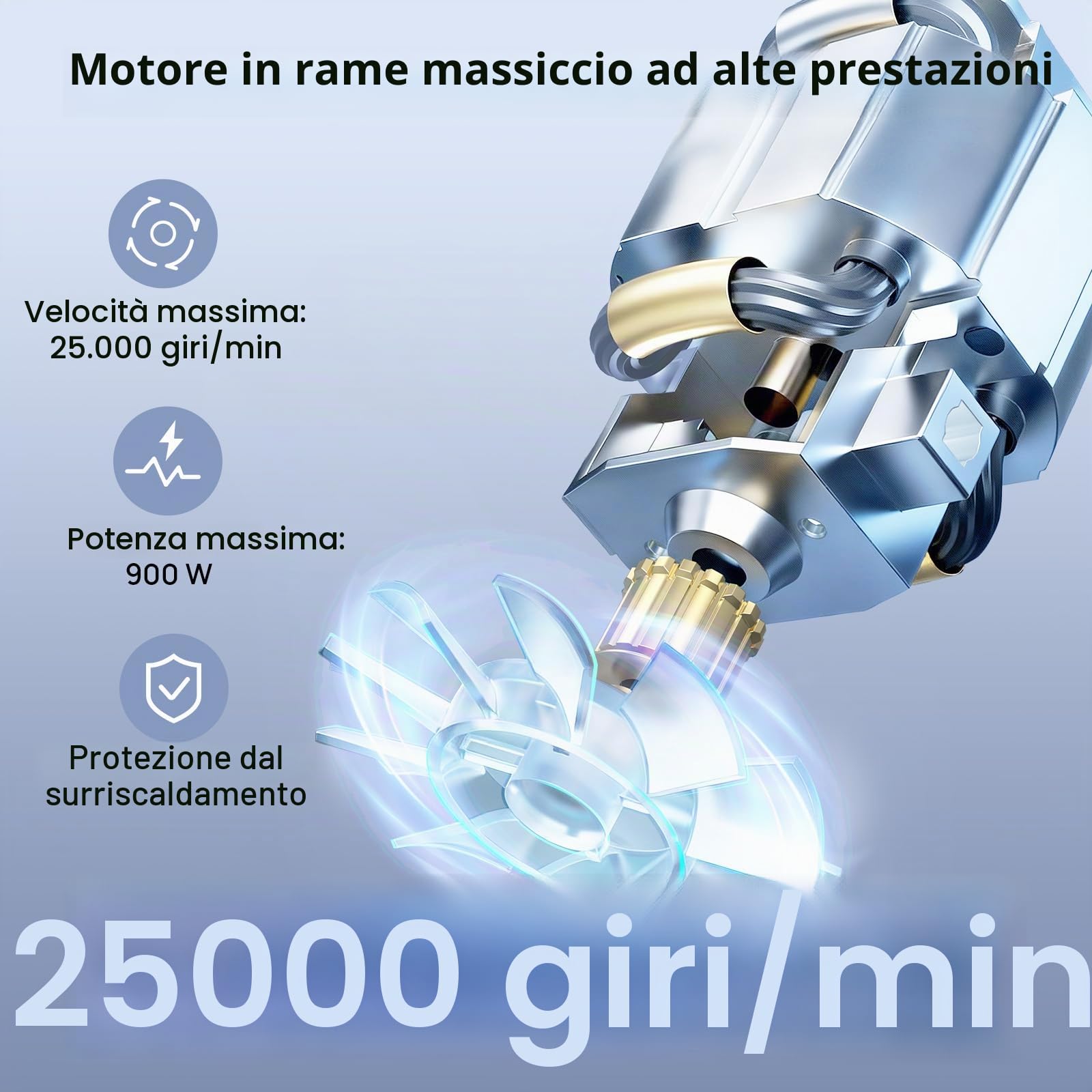 Ganiza Smoothie Maker, Mini Standmixer da 900W, Mixer con 25.000 giri/min, 3 Bicchieri Tritan da Asporto (300ml & 500ml & 700ml), 4 Lame Asimmetriche, per Ogni Tipo di Frullato e Smoothie, Argento