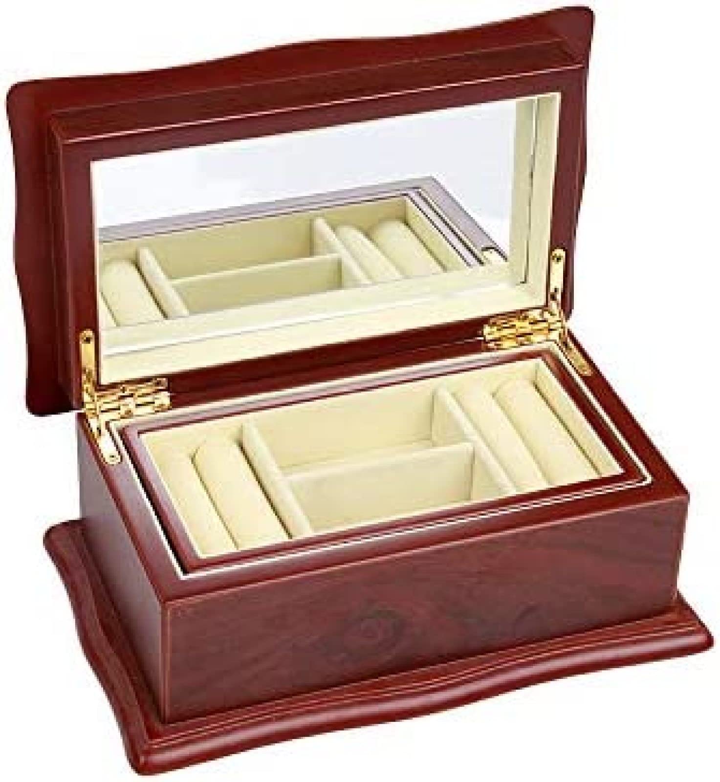 Joyero De Madera para Relojes, Anillos, Pulseras, Collares, Gemelos, Joyero Pequeño con Espejo, Joyero Único, Joyero, Contenedor, Caja De Regalo para Mujeres Y Hombres, Joyero