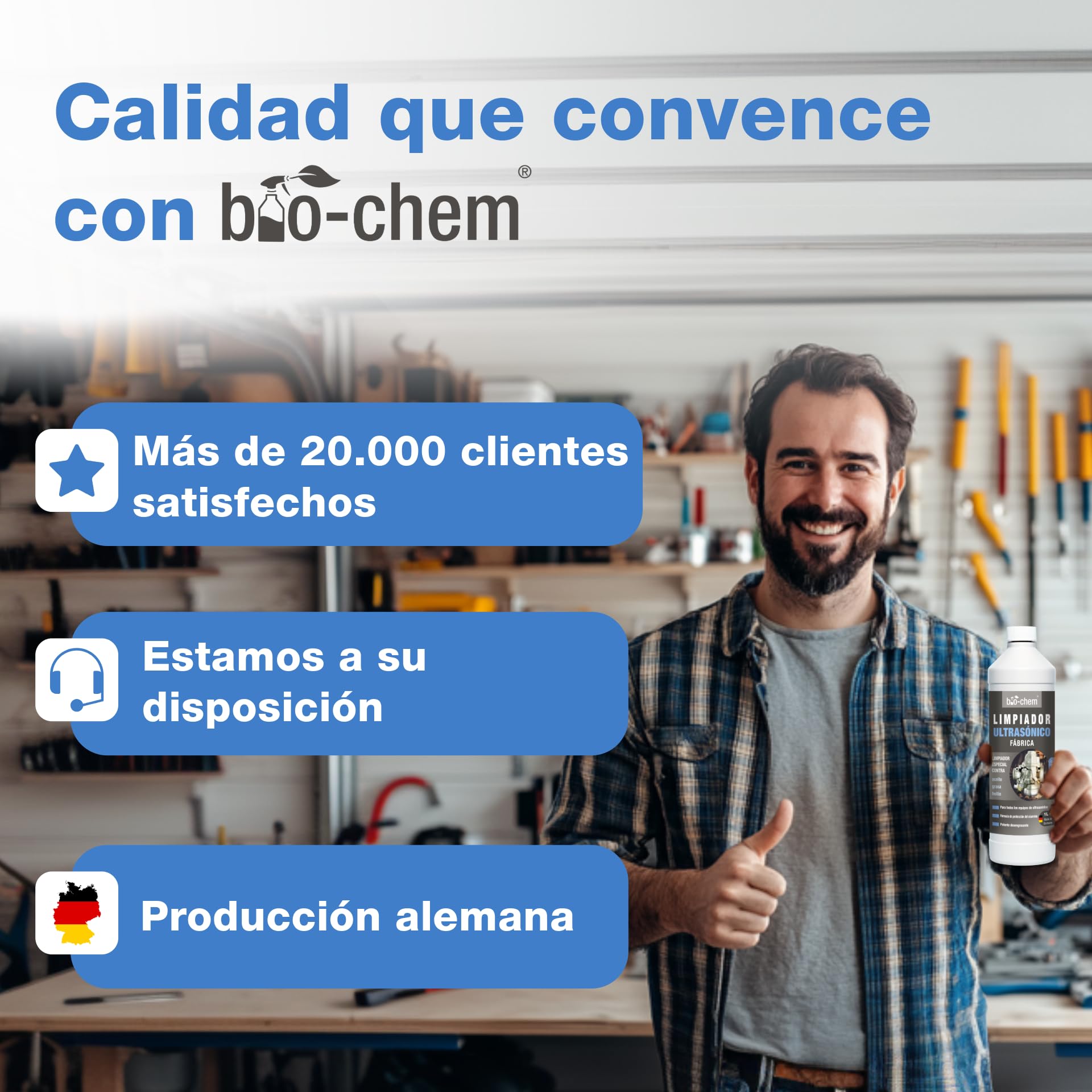 Bio-Chem - Limpiador ultrasónico para talleres, 5L concentrado - Uso profesional en talleres e industria - Producto para carburadores, piezas mecánicas y componentes electrónicos
