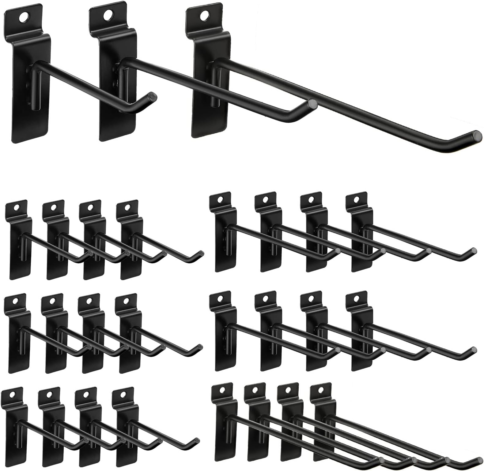 Slatwall Hooks 24 Pc 4/6/8 Inch Slatwall Accessories Slat Wall Shelf Brackets Slat Wall Hanging Hook and Hanger Slatwall Panel Hook Slat Wall Hook Heavy Duty Pegboard Gridwall Display Hook(Black)