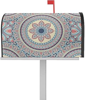 Mailbox Covers Magnetic Post Box Cover Mandala Indian Style Retro Bohemian Flower Artistic Print Mailbox Cover for Outdoor Garden Yard Decorations Standard Size 18.5" X 21.7"