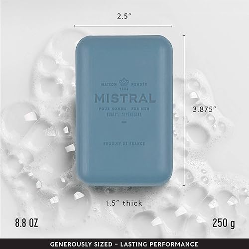 Miniatura 6 de Mistral Jabón en barra orgánico para hombre, juego de 4 barras