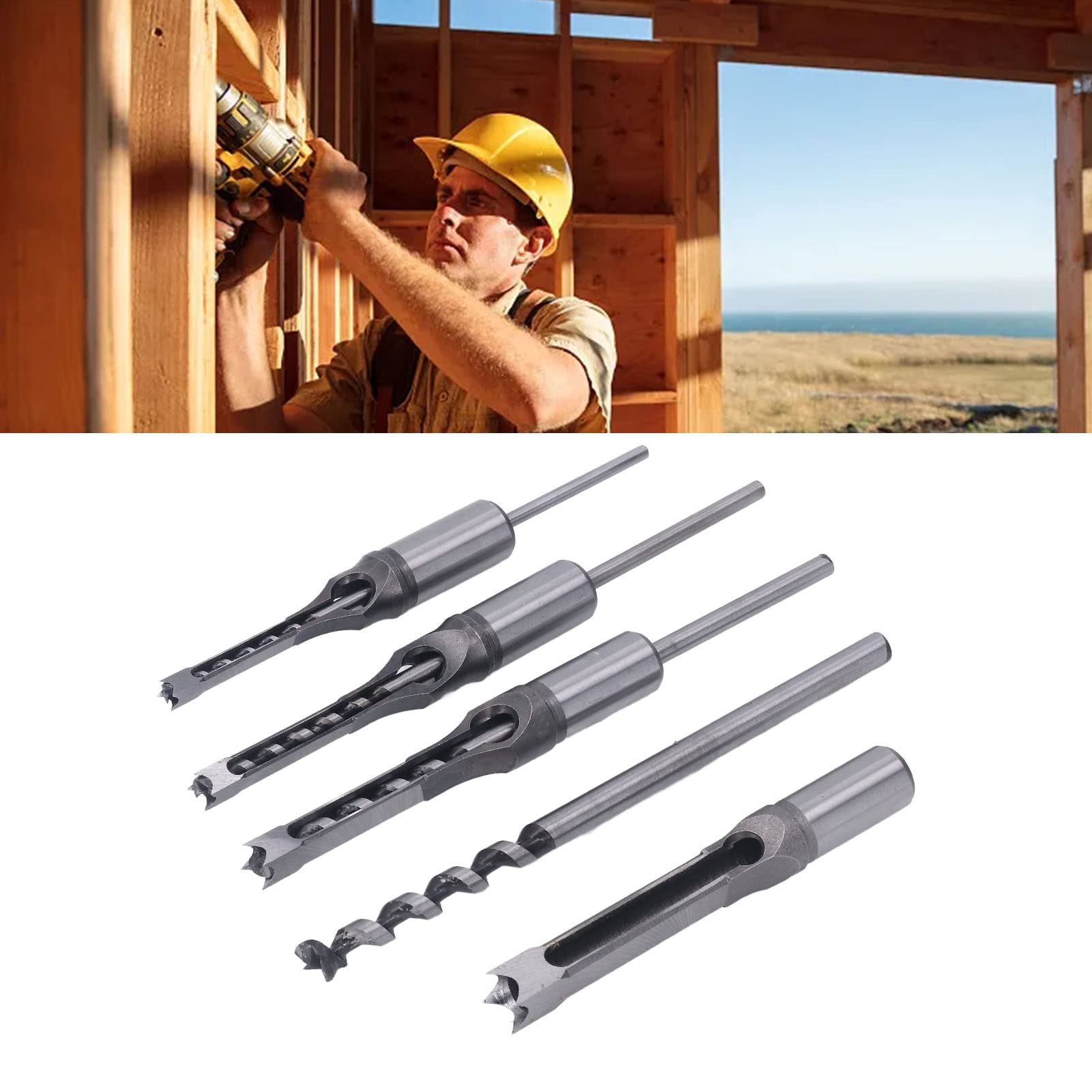Juego de 4 brocas cuadradas para carpintería HSS resistentes al desgaste 1/4 pulg. 5/16 pulg. 3/8 pulg. 1/2 pulg. Brocas avellanadoras para proyectos de renovación y decoración de