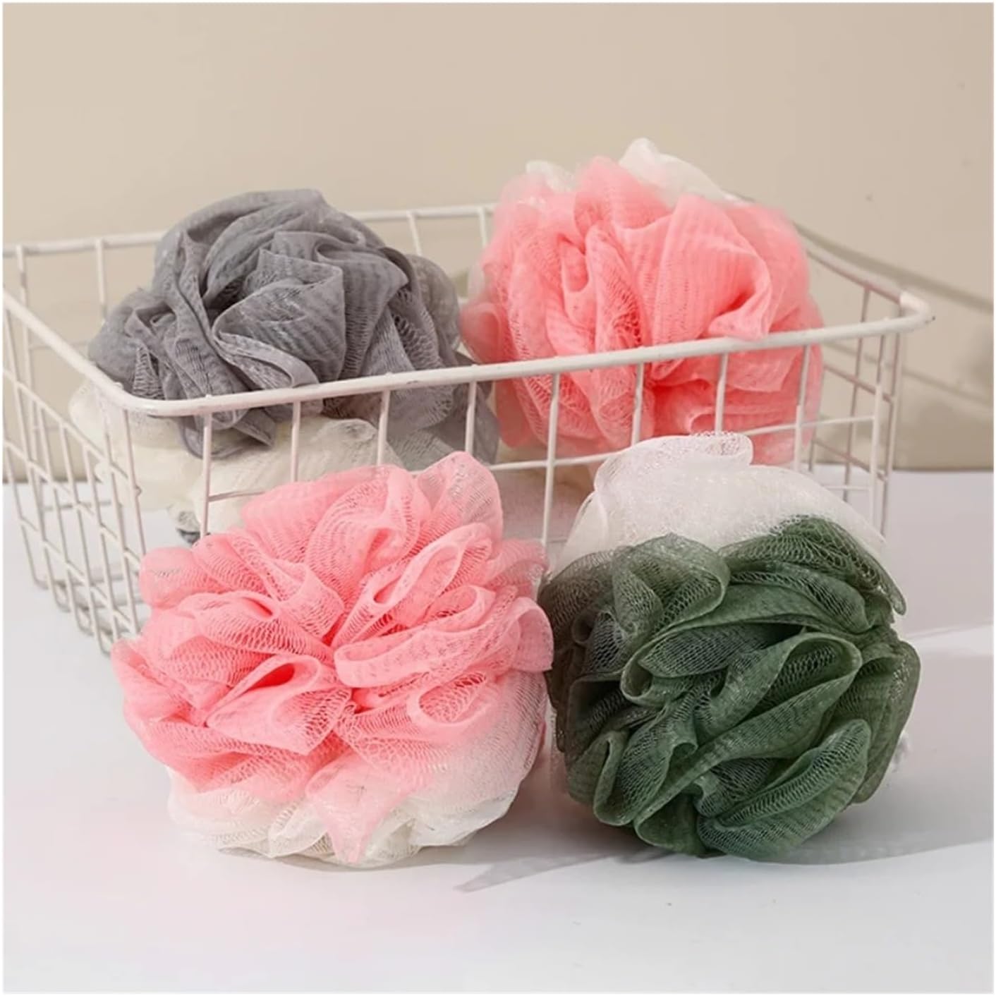konjac Sponge Mesh Pouf Shower Ball Body Scrubber Exfoliating Bath Sponge for Women and Men loofah