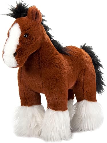 The Petting Zoo Caballo Clydesdale de Pie Animal de Peluche, Regalos para Niños, Wild Onez Animales de Granja, Juguete de Peluche de Caballo Marrón,