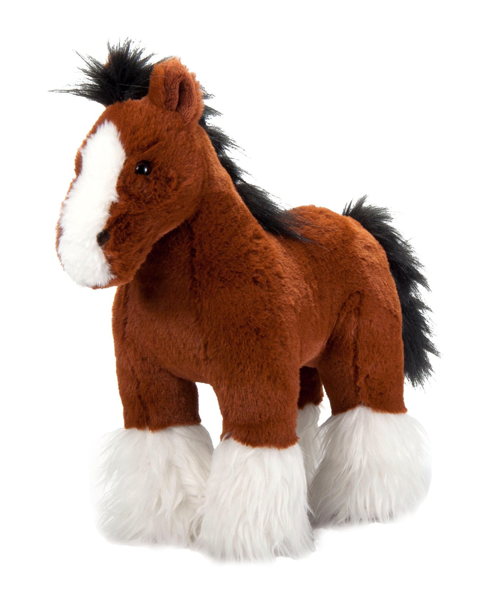 The Petting Zoo Standing Clydesdale Horse Stuffed Animal Plushie, Gifts for Kids, Wild Onez Barnyard Animals, Brown Horse Plush Toy, 12 inches