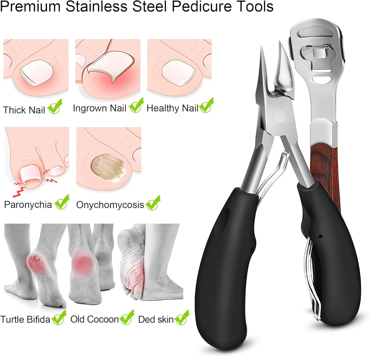 Manicure Set Professional Pedicure Kit,Pedicure Tools,Thick Toenail Clippers,Heavy Duty Nail Clipper,Foot Care Pedicure Callus Shaver Hard Skin Remover.Pedicure Tools Set for Men,Women, Seniors. : Beauty & Personal Care