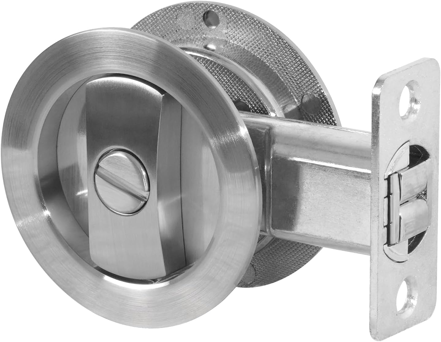 Pocket Door Lock, Pocket Door Hardware Commercial Grade, Round Brushed