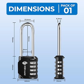 Double Dragon 1-Pack 4-Digit Padlock with Long Shackle & Zinc Alloy Dial