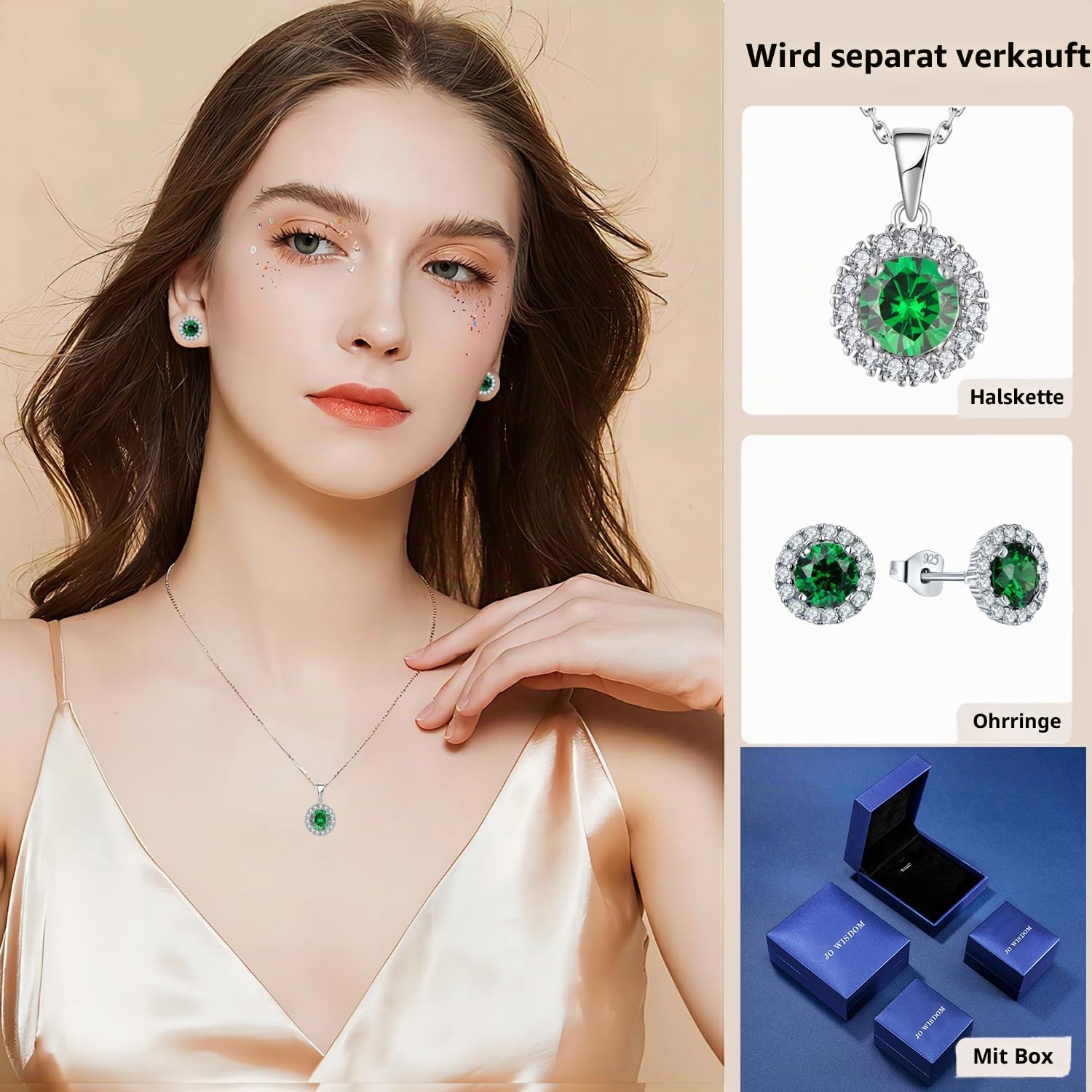 JO WISDOM Ohrstecker Silber 925 Damen Runde Ohrringe Stecker mit 3A Zirkonia Kristall,Schmuck für Frauen