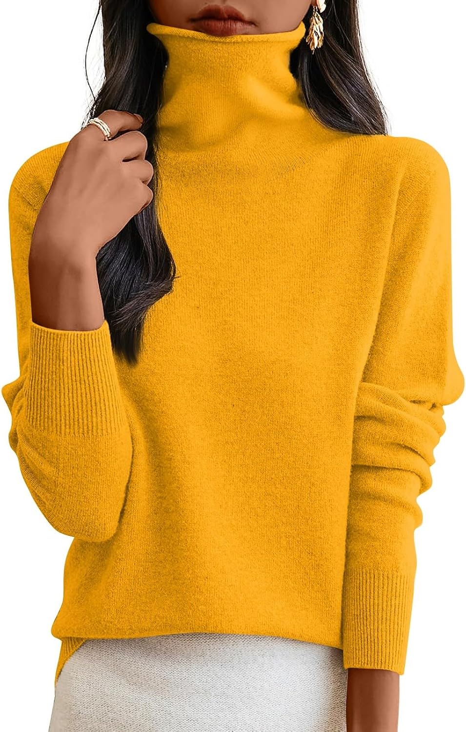 SGASY Plus Size Sweater Tops for Women Turtleneck Chunky Knitted Pullover Jumper Top