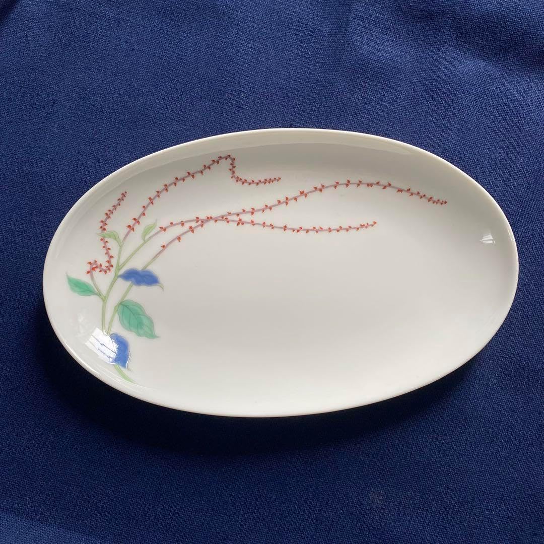 深川製磁◇水引草◇楕円皿 24cm三枚◇未使用 1826