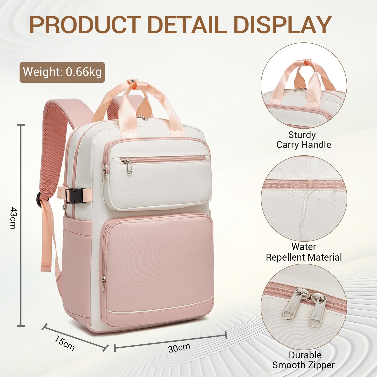 Kono Mochila para Ordenador Portátil Mujer, Mochilas para Ordenador de 15,6 Pulgadas para Trabajo, Mochila Informal para Viajar, Colegio, Oficina — view 6