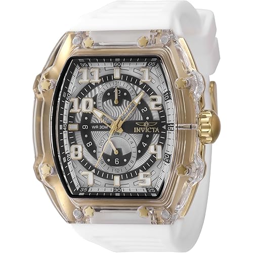 Invicta Racing Men 48.5mm Plastic Gold + White White+Grey dial VH61 Quartz