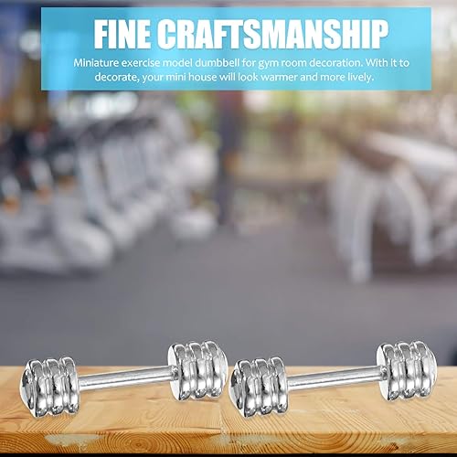 Miniatura 2 de 5 piezas de mancuernas modelo de ejercicio de mancuernas espaciador Charm Bead Supplies 1 12 Barbell Mini muñeca accesorios mancuernas miniatura