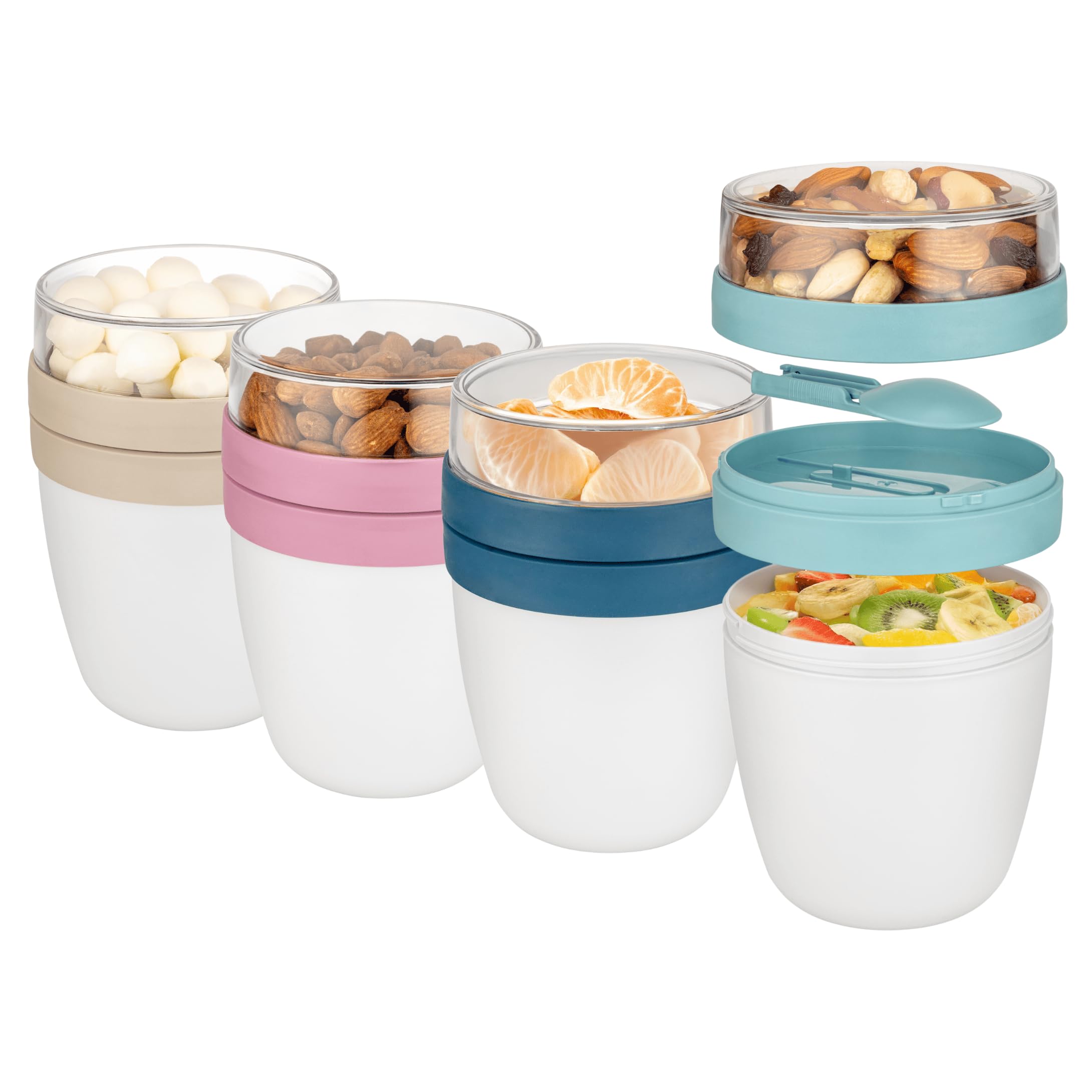 WJWINER Lot De 2 Bols Muesli à Emporter Avec Cuillère - Bol Yaourt Réutilisable 760ml