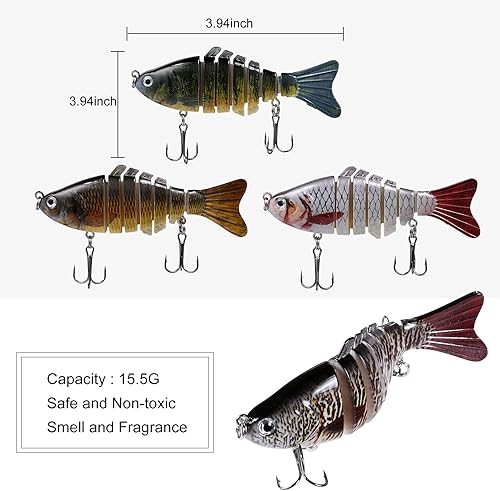 Miniatura 4 de 6 señuelos de pesca para lubina, señuelo de trucha de agua superior, cebos de natación multiarticulados, cebos duros de hundimiento lento