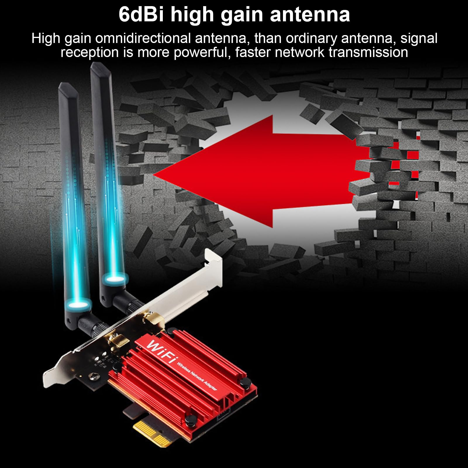 Scheda WiFi WiFi 6 PCIe, Scheda Wireless Dual Band 1800Mbps con Bluetooth 5.2, Sicurezza WPA3, Adattatore Wireless 802.11AX, per 11, 10 (64 bit)