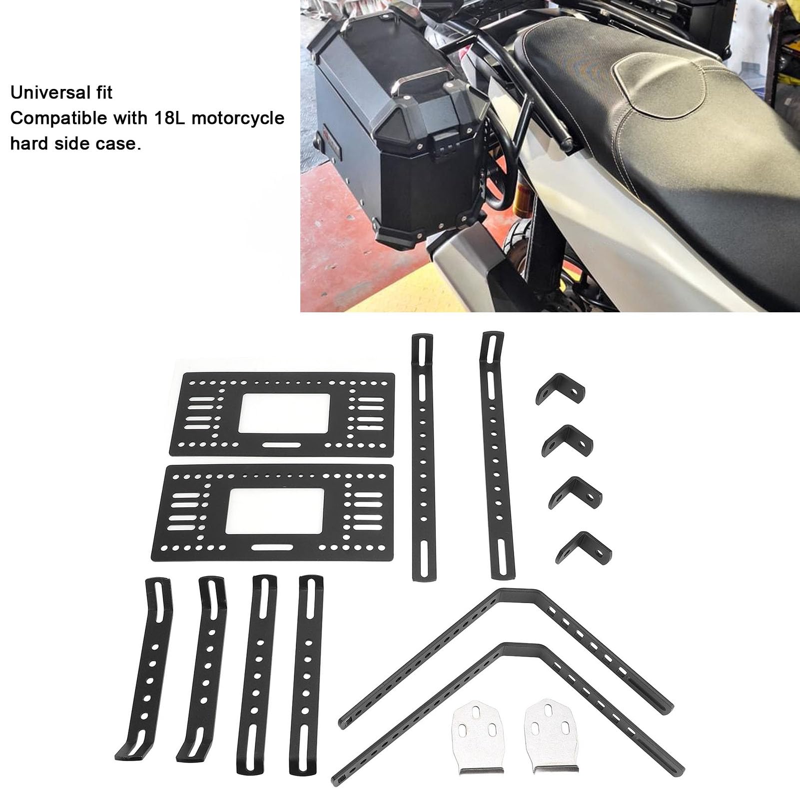 Akozon Caja de Motocicleta Aleación de Aluminio Caja de Silla de Montar Hard Support Rack Casco Equipo de Montaña