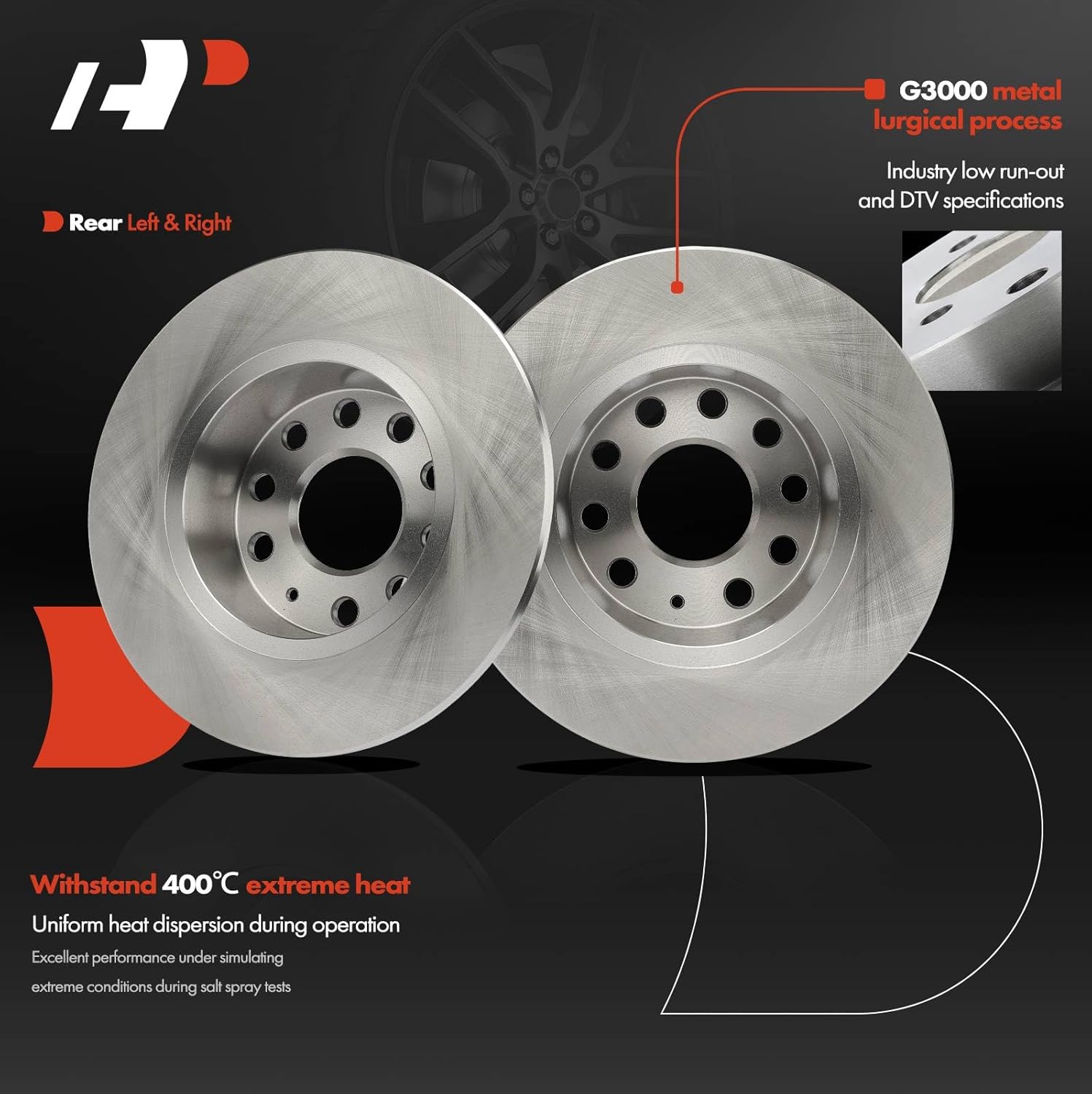 A-Premium 10.70 inch (272mm) Rear Solid Disc Brake Rotors + Ceramic Pads Kit Compatible with Select Volkswagen Models - Jetta 2019-2021, Taos 2022-2023, 6-PC Set