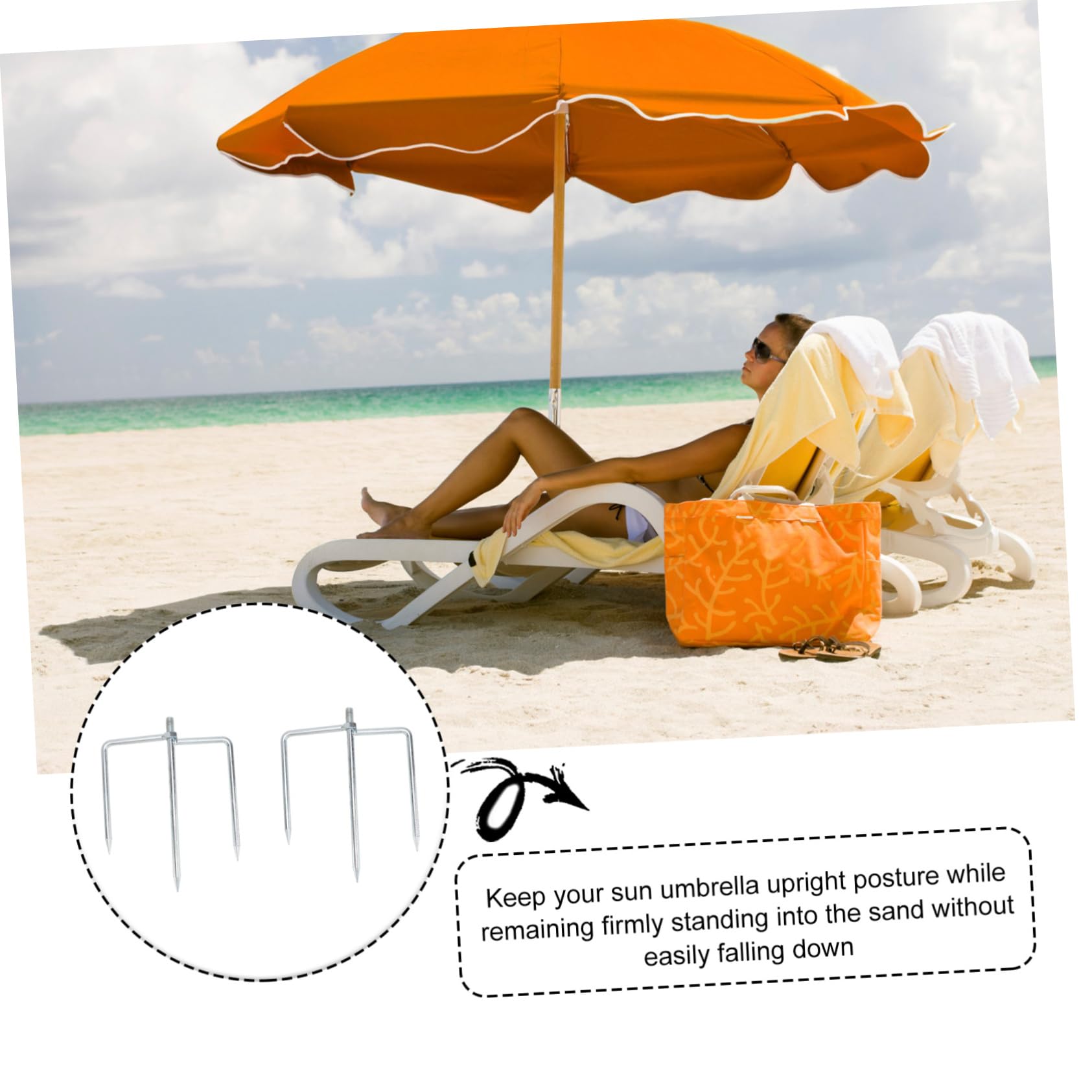 UKCOCO Soportes de Acero para Paraguas de Playa, Ancla de Arena Base Triangular de 12 Mm, Fijador Estable para Sombrillas Grandes, Adecuado para Jardín y Exteriores, Resistente al Viento