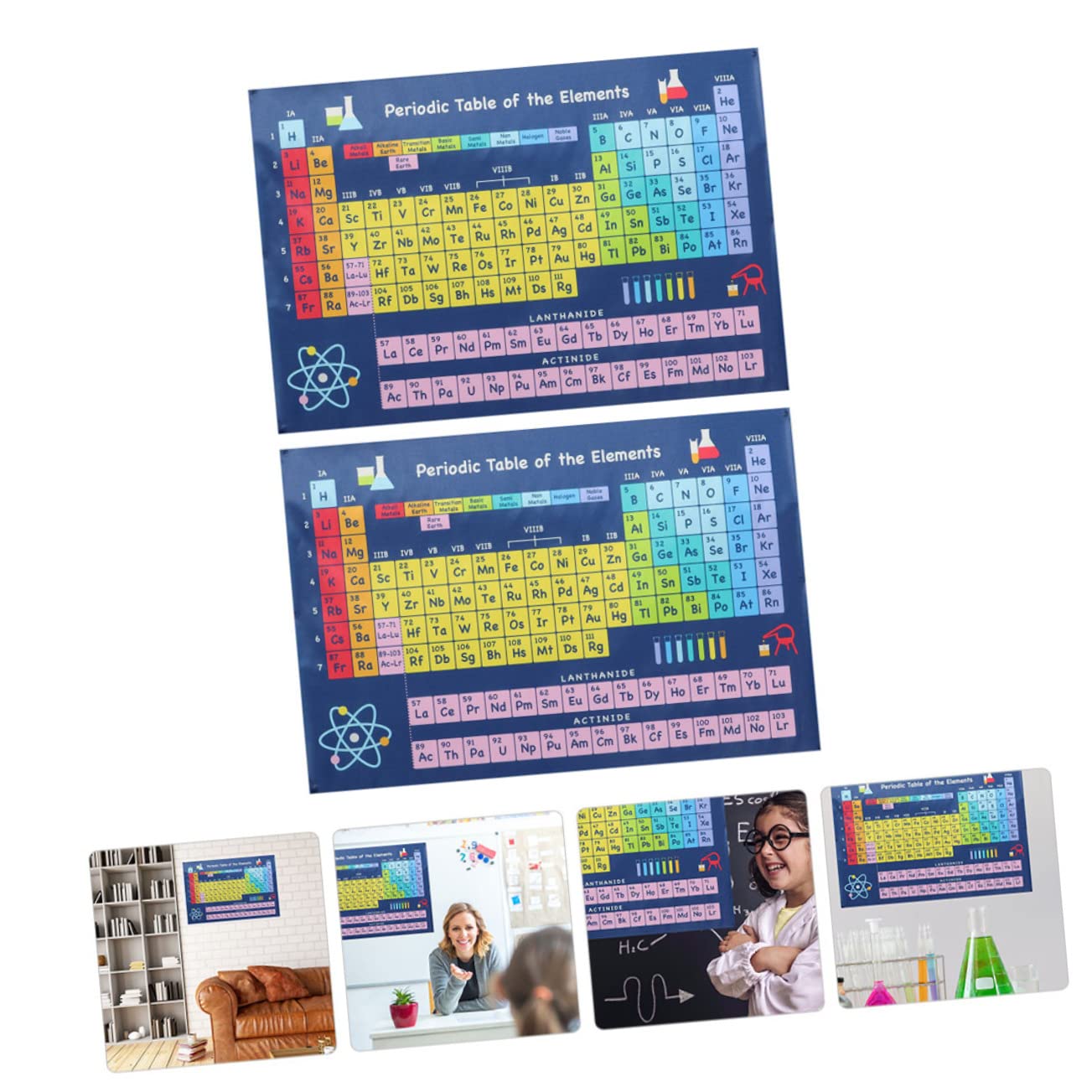 HOODANCOS 6pièces Affiche Éducative De Tableau Périodique Des Éléments Pour Garçon Fille Décoration De Classe Et Étupour Apprentissage Des Sciences