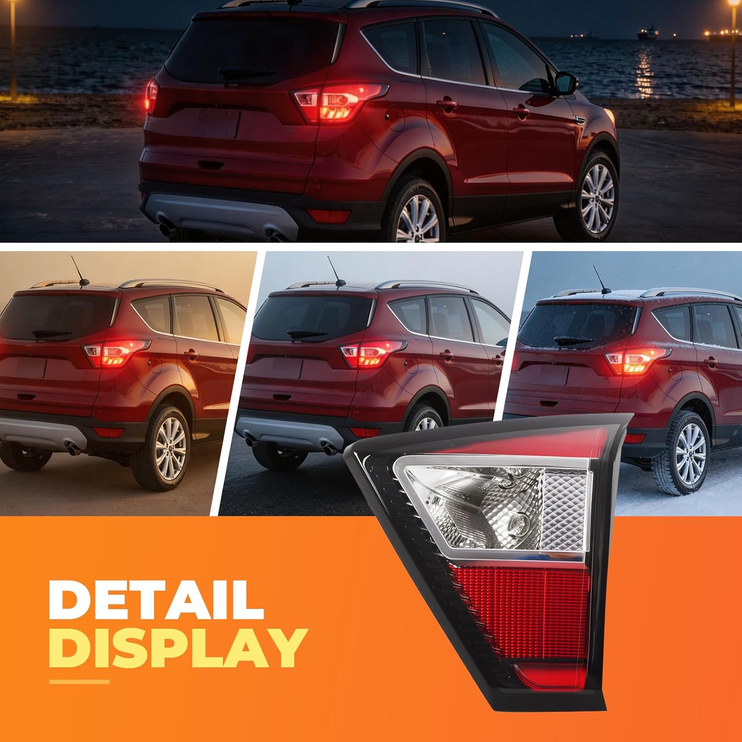 Right Inner Tail Light Assembly Compatible with 2017 2018 2019 Escape Passenger Side Rear Brake Lamp Taillight FO2803117 GJ5Z13405E