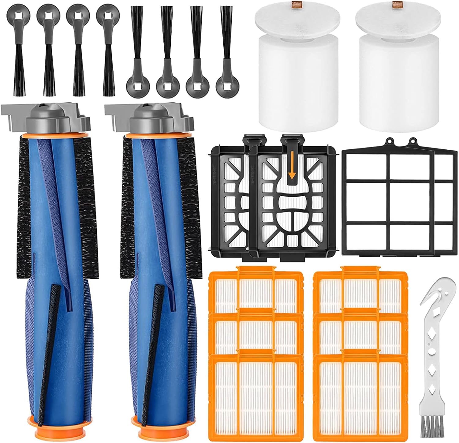 Replacement for Shark AV2501AE RV2502AE AV2501S AV2511AE RV2610WA RV2610WD AV2610WA RV2820AE AI Robot Vacuum，Accessories Kit Includes Master Brush, Master Filter, Strainer, Foam Filter, Side Brush
