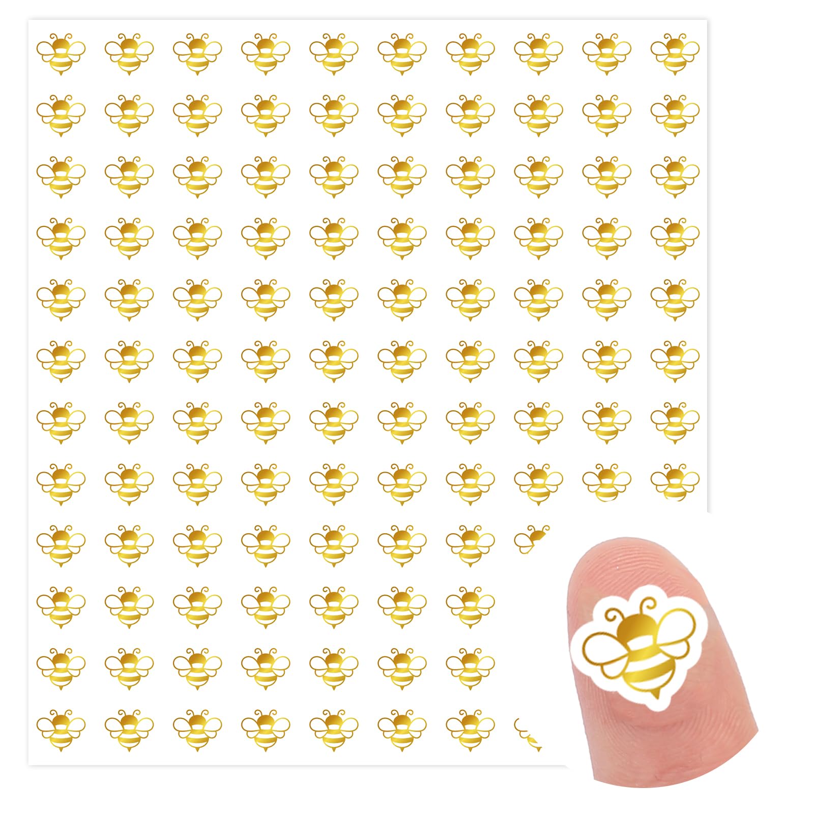 JarThenaAMCS 2400Pcs Mini Bee Sticker Gold Foil Clear Paper Decal Cute Self-Adhesive Sticker for Summer Planner Reward Envelope Scrapbook DIY Supplies