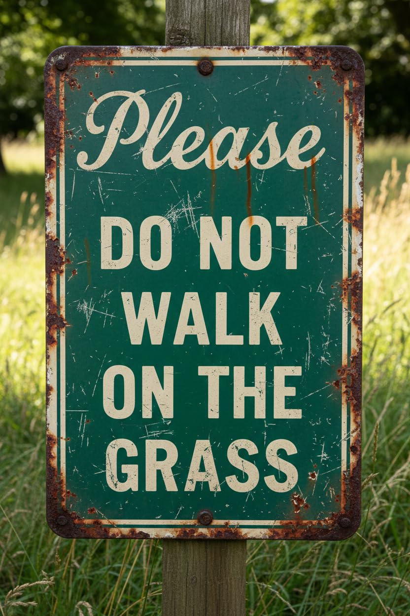 Please Do Not Walk On Grass Metal Sign No Walking On Lawn Lawns Yard Vintage Signs Aluminum Plates Printed