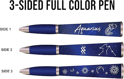 Miniatura 63 de ANINKABOVE Bolígrafos de signo del zodiaco Sagitario (bolígrafo de 3 lados en estuche acrílico) Regalo de bolígrafo del zodiaco, diseño