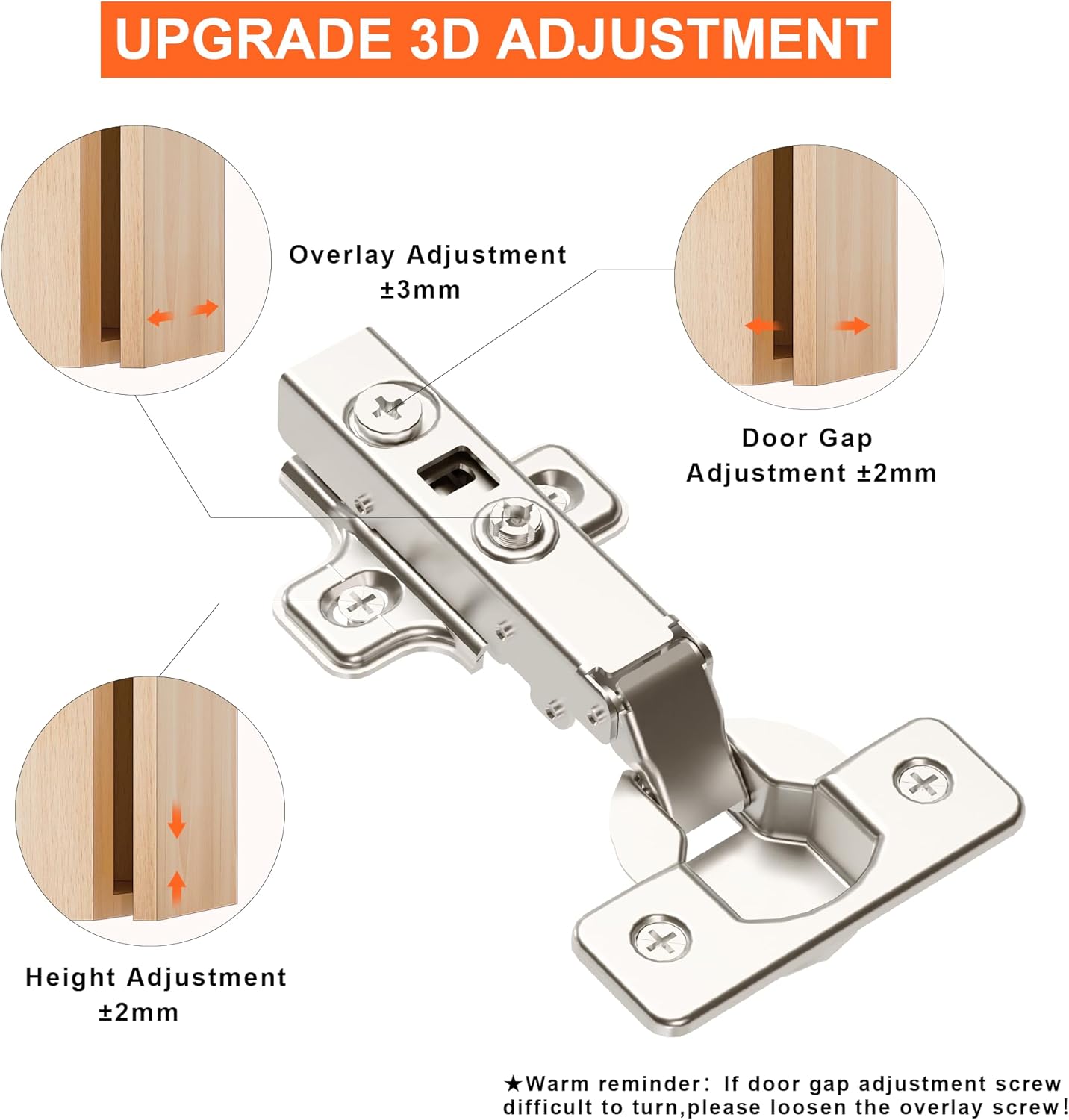 Kimdot 20 Pack Frameless Soft Close Cabinet Hinges for Kitchen 105°Clip on Plate Adjustable Concealed European Door Hinges Nickel Plated Finish (Full Overlay)