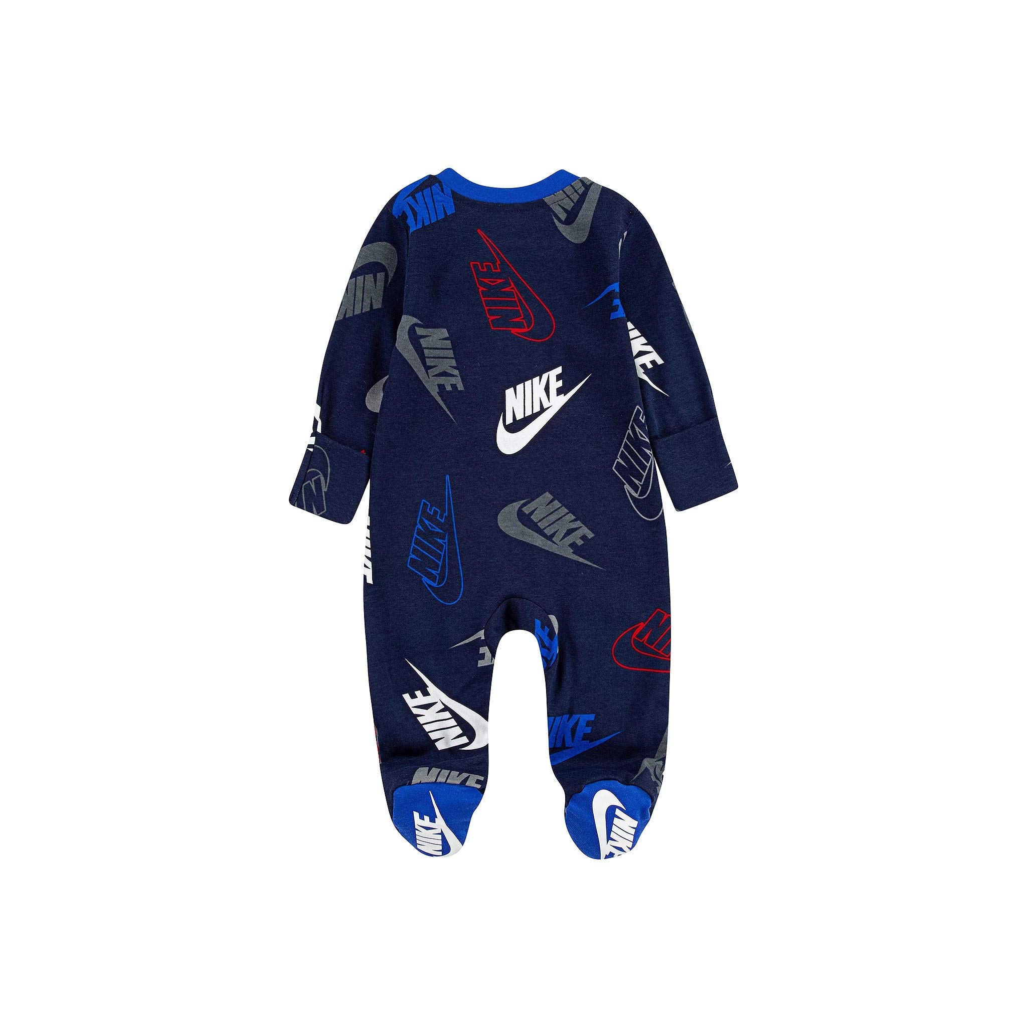 Nike Baby Boy Logo Sleep & Play Full Zip Coverall (Midnight Navy(56G821-U90)/Red, 9 Months)