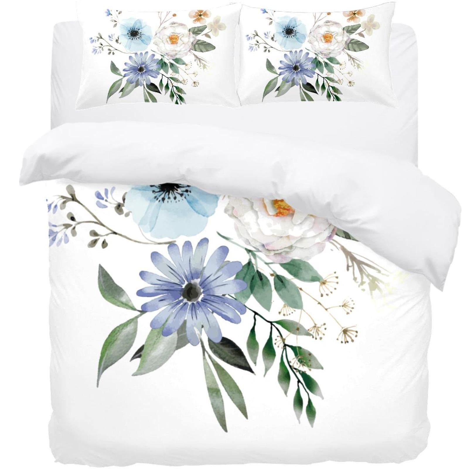 Housse de couette floral lit simple infroissable avec 2 taies