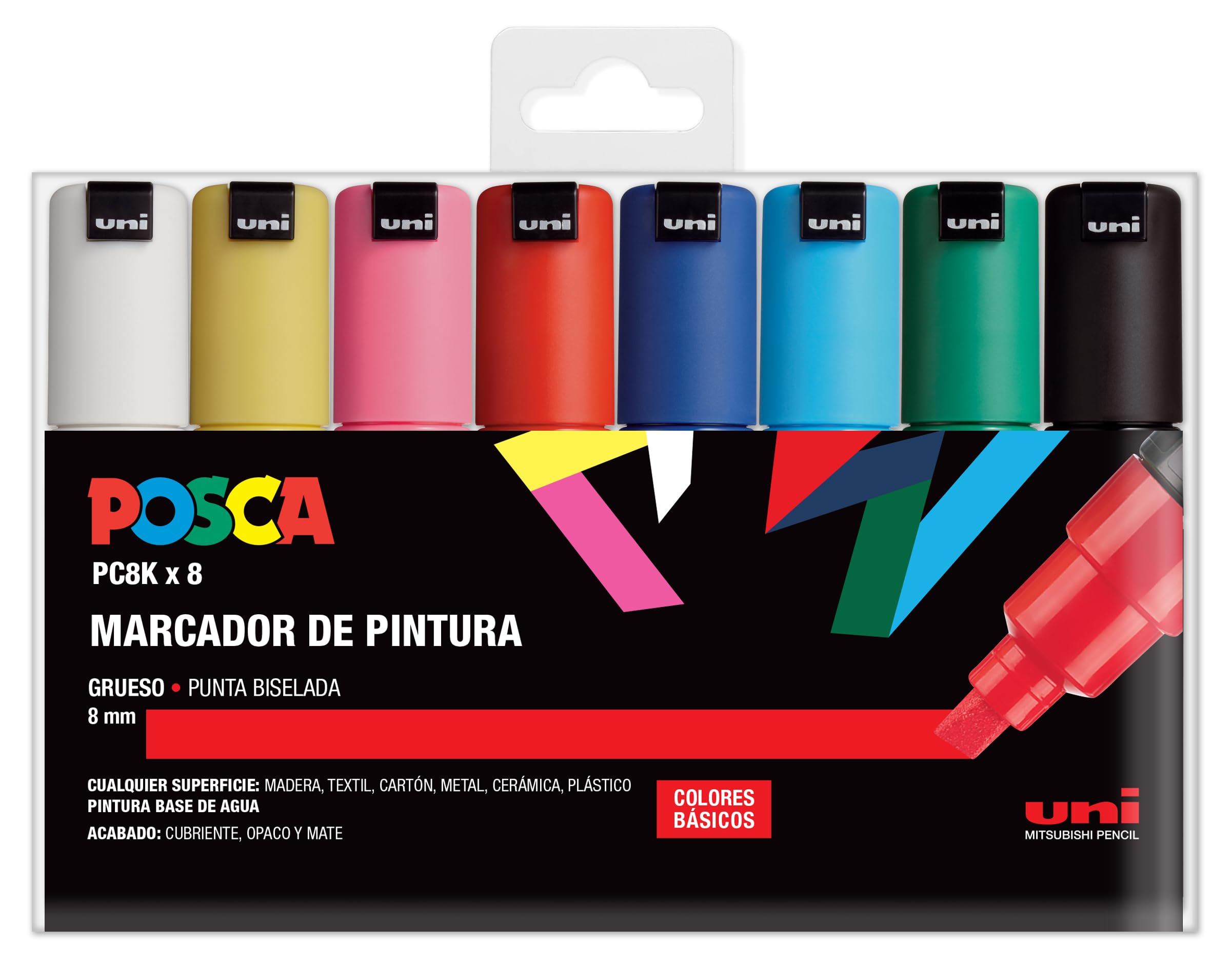 UNI Posca Set PC 8K Basic - Pack 8 rotuladores