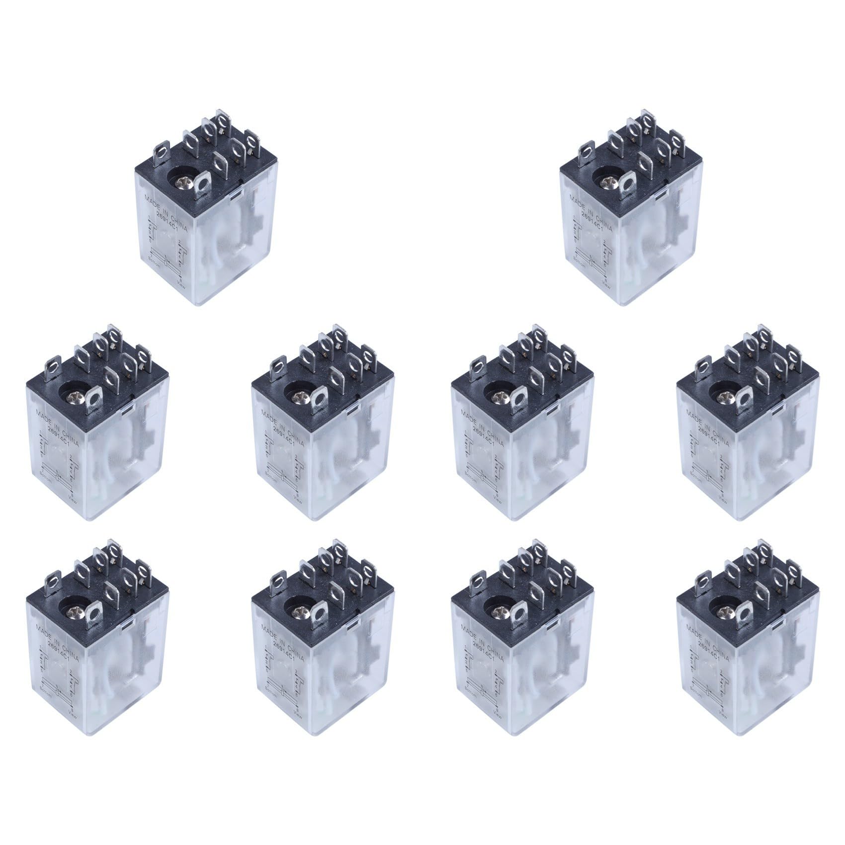 Jnchdghwa 10X JQX-13F LY2 DC 12V Coil 8-Pin DPDT Green LED Electromagnetic Relay