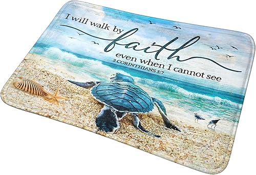 Miniatura 5 de Alfombra de baño de tortuga marina, alfombra de baño náutica costera, alfombra de baño antideslizante, decoración de baño, alfombra de baño de