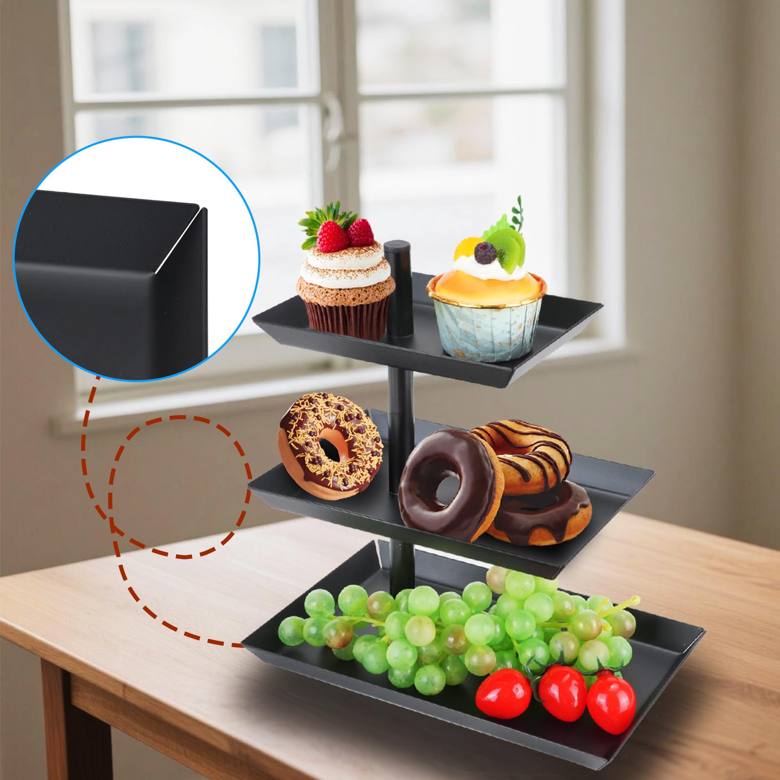 Frutero Giratorio 360° De 3 Pisos - Ideal Para Postres, Frutas Y Fiestas