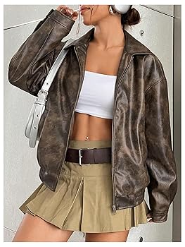 cozy brown jacket outer / 大人s（mom） Up to 60% Off! pstuiky Womens Leather Jacket Women Jacket