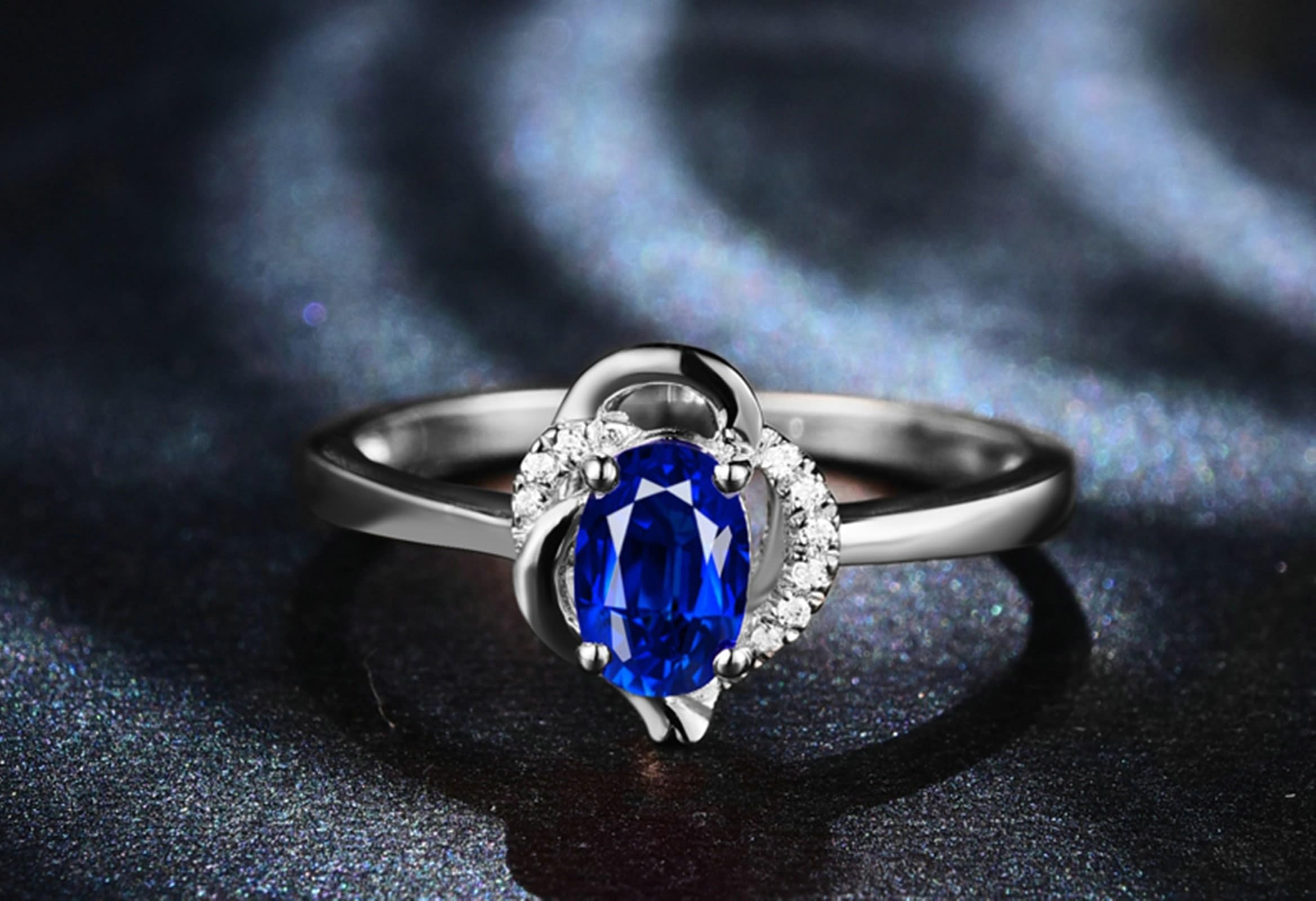 Wycian Anello Donna con Pietra Anello Oro da Uomo 18K 750 Argento Zaffiro Naturale da 0,5 CT Numero Solido Non Placcato Moda per Sorella Natale Gioielli
