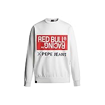 Red Bull Racing X Pepe Jeans RBR Intarsia Logo Knit Crew Neck Maglieria, White (off White), 2XL Uomo