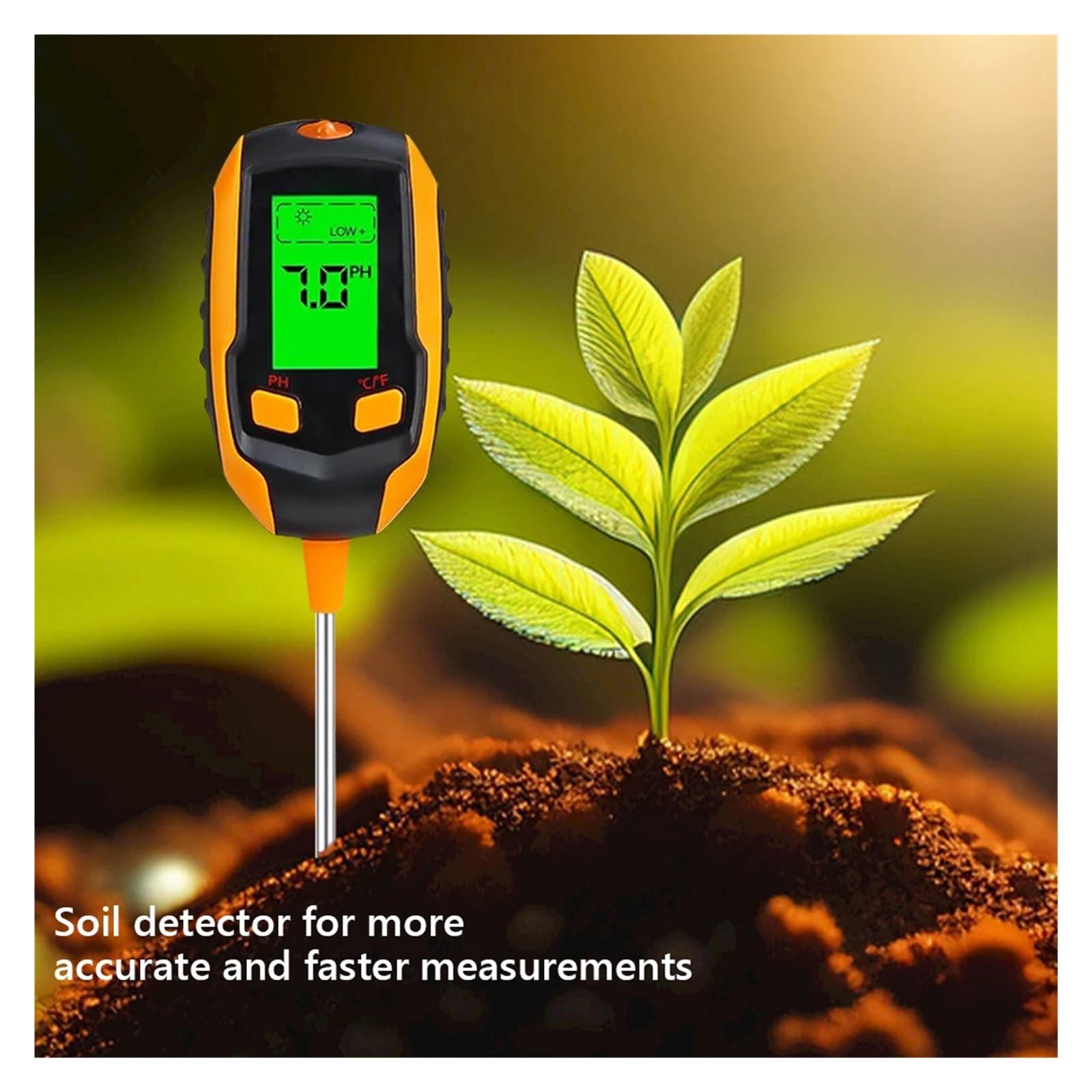 Misuratore di pH, misuratore acidità, illuminamento, temperatura, igrometro, umidità, 5 in 1/4 in 1 for vasi domestici Giardinaggio, Agricoltura(5 IN 1)